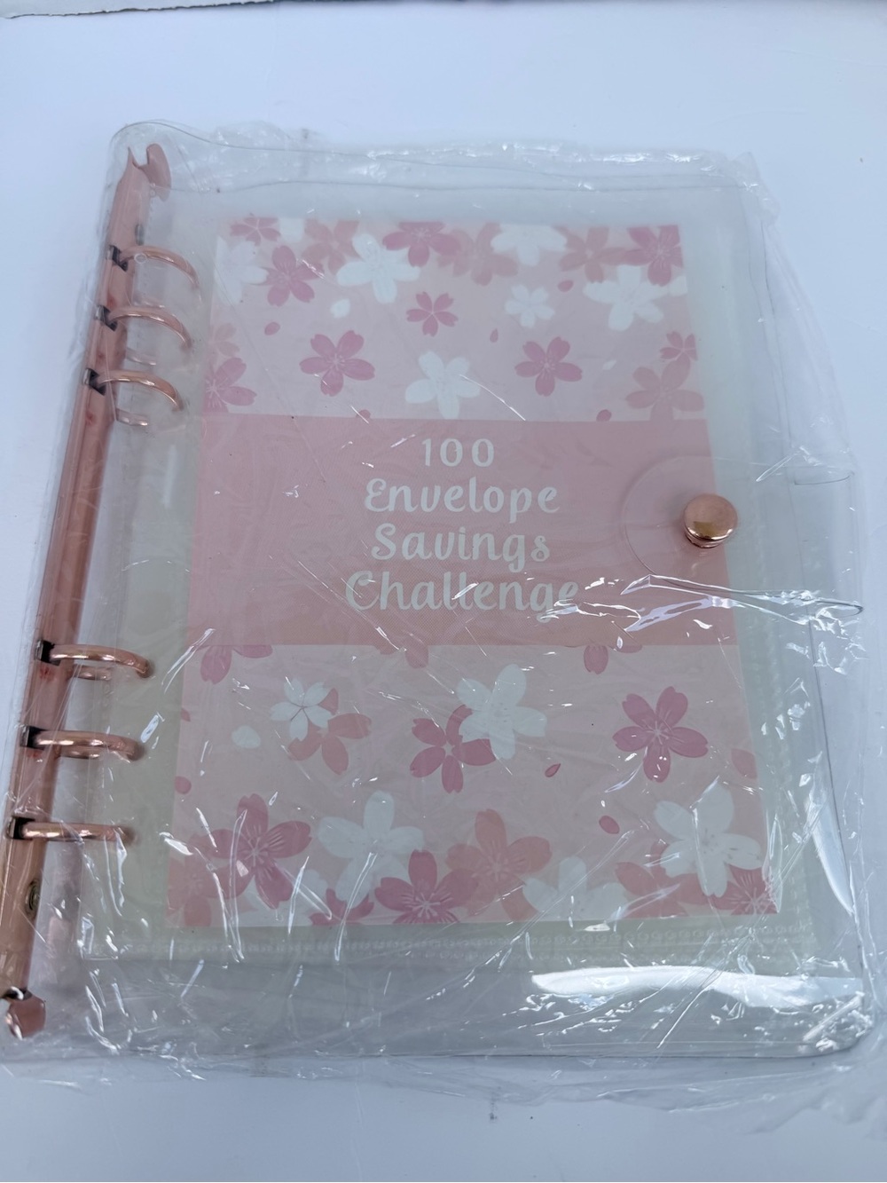 Pink Floral 100 Envelope Savings Challenge Organizer